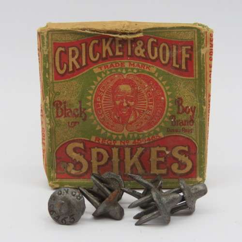 Black Bay brand box with 6 antique cricket and golf spikes