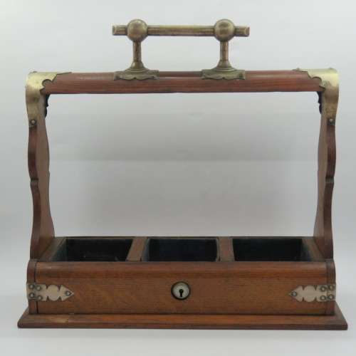 Beautiful Antique Tantalus with silver plated trimmings - no key