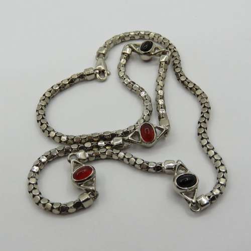 Costume jewellery necklace and bracelet silver look alike - never used