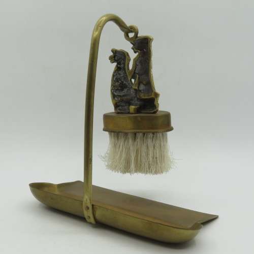 Vintage brass Sealyhams crumb brush and scoop