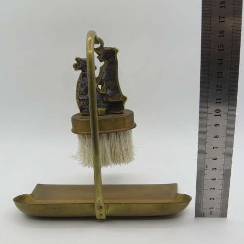 Vintage brass Sealyhams crumb brush and scoop