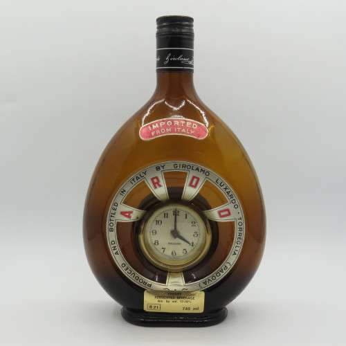 Vintage Girolamo Luxardo cherry liquor bottle with built in clock - wind up
