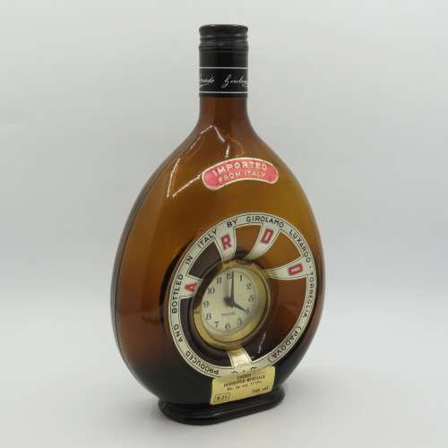 Vintage Girolamo Luxardo cherry liquor bottle with built in clock - wind up