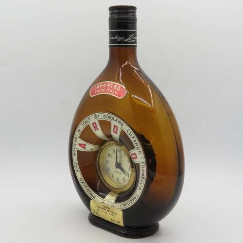Vintage Girolamo Luxardo cherry liquor bottle with built in clock - wind up