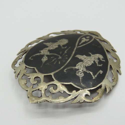 Vintage SIAM silver brooch and earring set