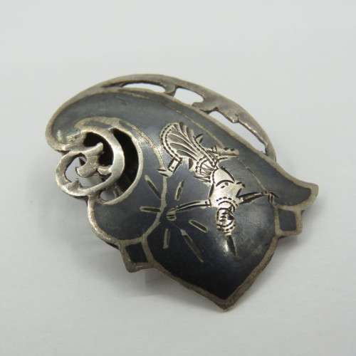 Vintage SIAM silver brooch and earring set