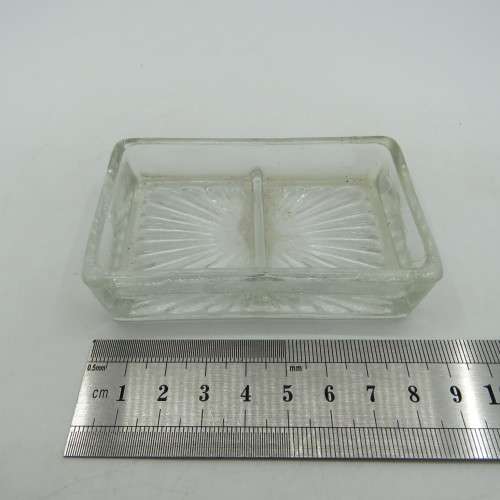 Vintage toast rack with glass butter dish