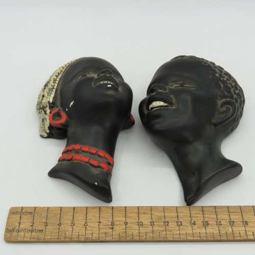 Pair of vintage wall hanging ethnic busts