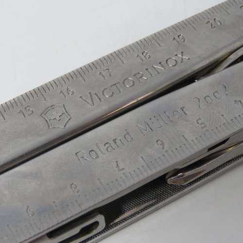 Victorinox Swiss tool multi tool in pouch - engraved Roland Muller 2002