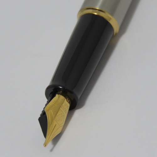 Waterman Stainless steel with gold trimming fountain pen in case