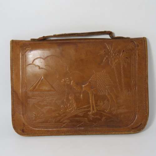 WW2 Egyptian themed leather travel wallet