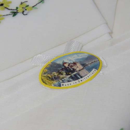 Ladies embroidered handkerchiefs made in Switzerland in 1957 - in original box