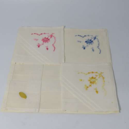 Ladies embroidered handkerchiefs made in Switzerland in 1957 - in original box