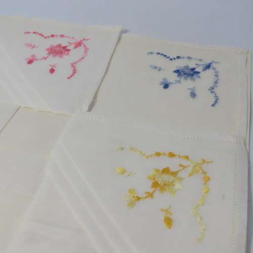 Ladies embroidered handkerchiefs made in Switzerland in 1957 - in original box