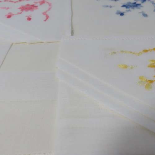 Ladies embroidered handkerchiefs made in Switzerland in 1957 - in original box