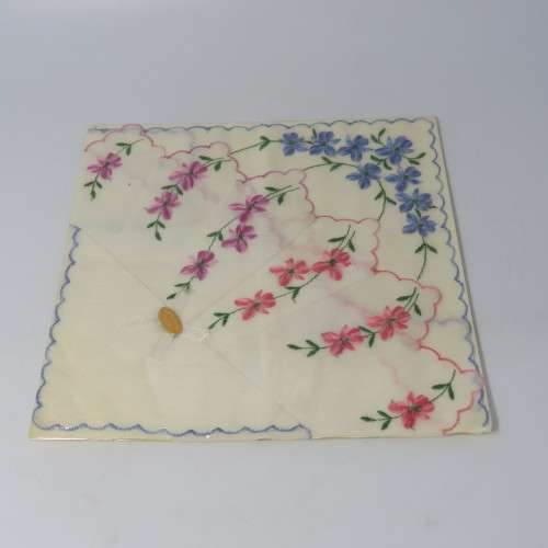 Ladies embroidered handkerchiefs made in Switzerland in 1957 - in original box