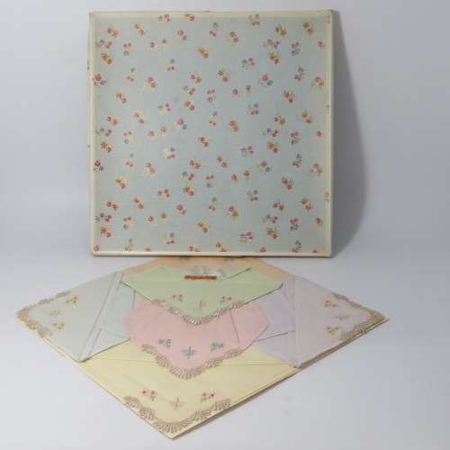 Ladies `Opal` embroidered handkerchiefs from 1964 in original box