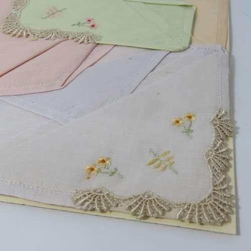 Ladies `Opal` embroidered handkerchiefs from 1964 in original box