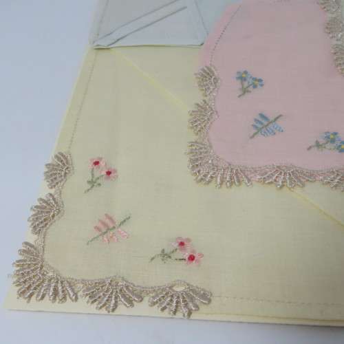 Ladies `Opal` embroidered handkerchiefs from 1964 in original box
