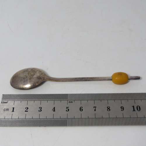 Set of 6 colorful coffee bean spoons - silver plated