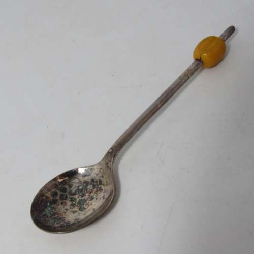 Set of 6 colorful coffee bean spoons - silver plated