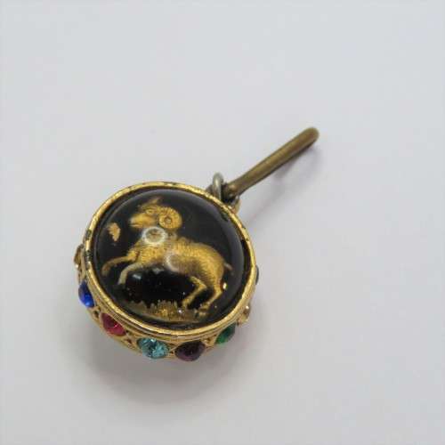 Zodiac Aries pendant with colored and clear stones