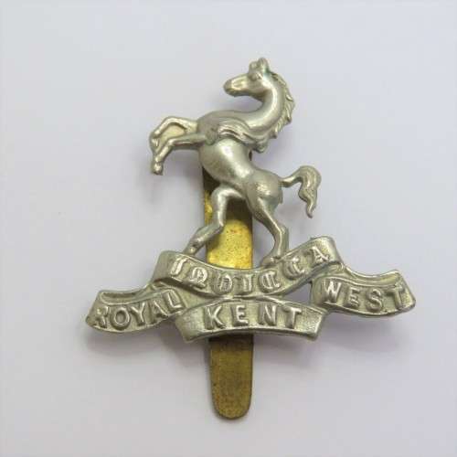 Royal West Kent cap badge with slide - WW1