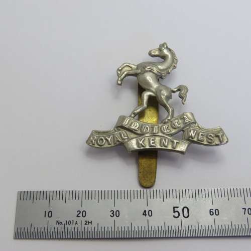 Royal West Kent cap badge with slide - WW1