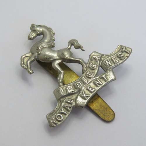 Royal West Kent cap badge with slide - WW1