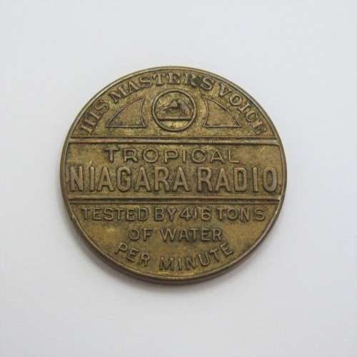 His Master`s Voice - Tropical Niagara radio 1938 medallion