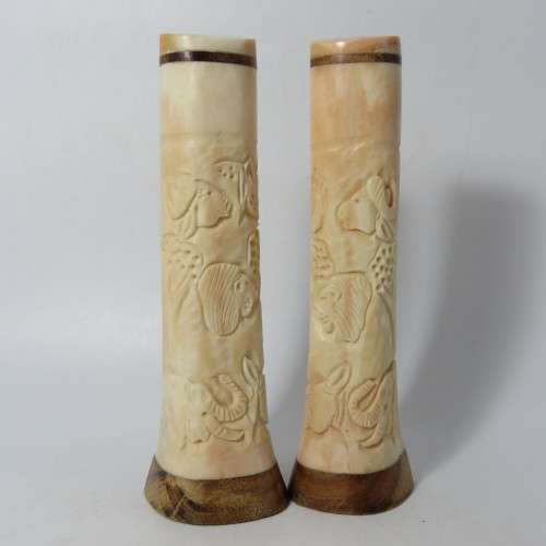 Big 5 slat and pepper shaker made from warthog tusks