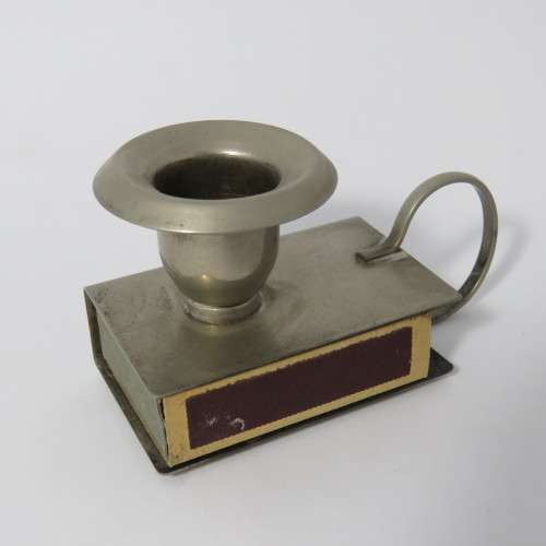 Vintage matchbox and candle holder