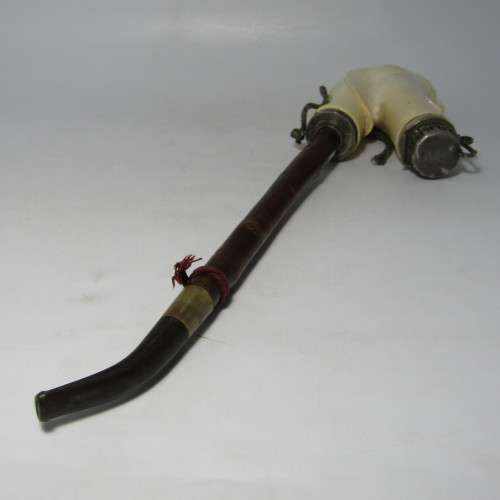 Antique Austrian meerschaum pipe with Silver lid dated 1858 - in case
