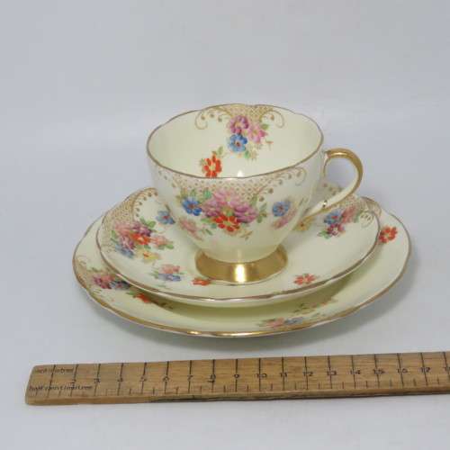 Vintage Foley China porcelain tea set trio