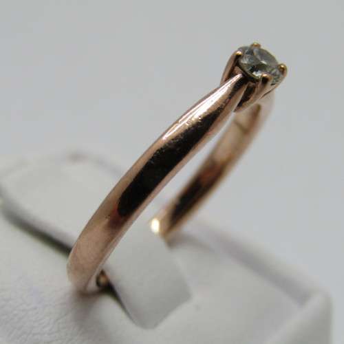 Browns 9kt Rose Gold diamond ring - diamond size appr 0.15ct - weighs 2.3g - size M/6