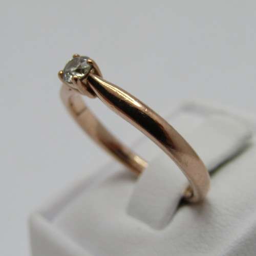 Browns 9kt Rose Gold diamond ring - diamond size appr 0.15ct - weighs 2.3g - size M/6