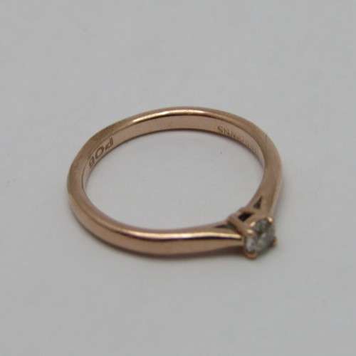 Browns 9kt Rose Gold diamond ring - diamond size appr 0.15ct - weighs 2.3g - size M/6