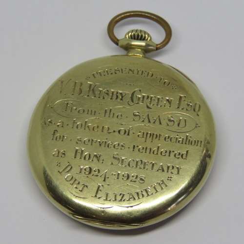 14 kt Gold 1924 Waltham pocketwatch - Presented to V.B. Kisby Green Esq from SAASU - Serial 24483751