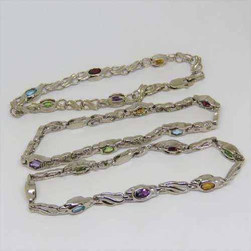 Costume lot of 3 silver look-alike bracelets with colored stones - Never used