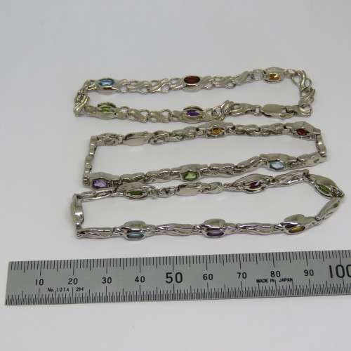 Costume lot of 3 silver look-alike bracelets with colored stones - Never used