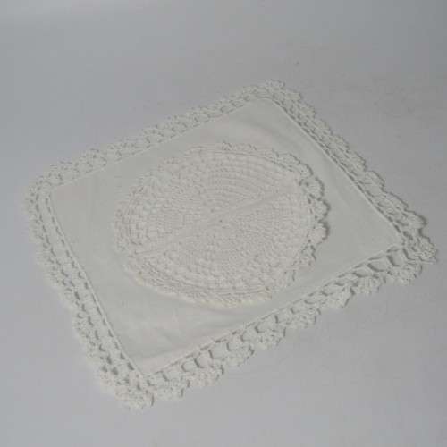 LOT OF 12 HAND MADE EMBROIDERY 15 X 15CM GLASS PLACEMATS - BRAND NEW BUT VINTAGE