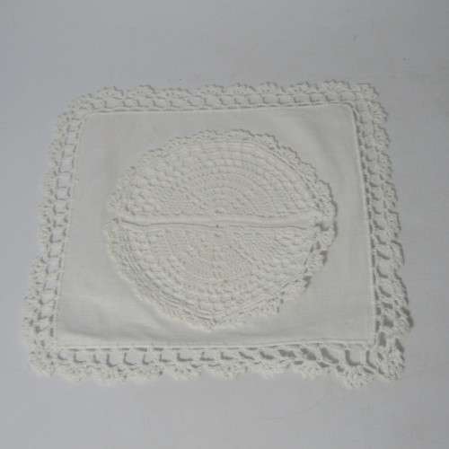 LOT OF 12 HAND MADE EMBROIDERY 15 X 15CM GLASS PLACEMATS - BRAND NEW BUT VINTAGE