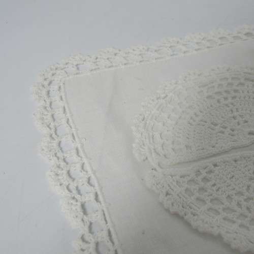 LOT OF 12 HAND MADE EMBROIDERY 15 X 15CM GLASS PLACEMATS - BRAND NEW BUT VINTAGE