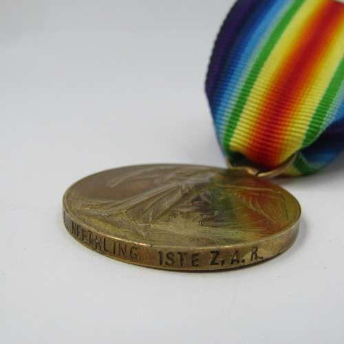 WW1 Victory medal issued to Burger FRL Neethling 1ste ZAR