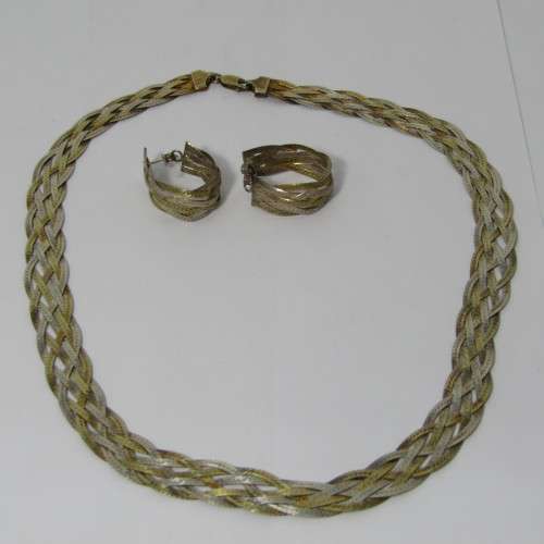 Sterling Silver necklace and earrings set - weighs 25.2g - 45cm