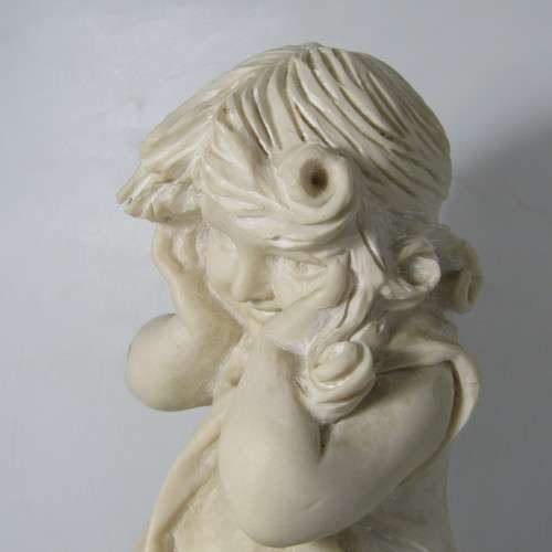 Vintage The Shy Girl poly-resin figurine sculpture - by C. Gounaris 1972