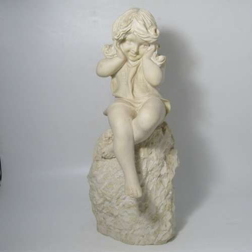 Vintage The Shy Girl poly-resin figurine sculpture - by C. Gounaris 1972