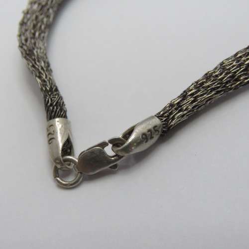 Sterling silver chainmail necklace - Small tear inside - Weighs 7,5 grams - Length 25 cm (closed)