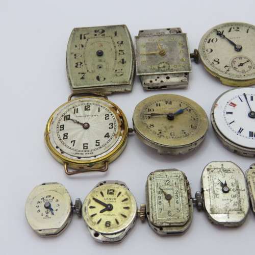 Lot of 14 mechanical watch movements for spares