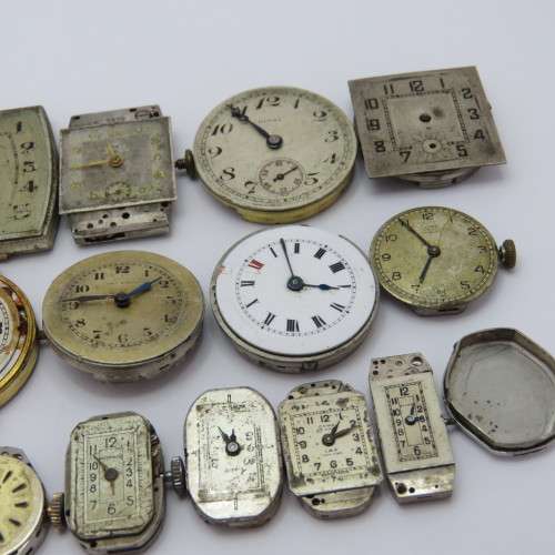 Lot of 14 mechanical watch movements for spares